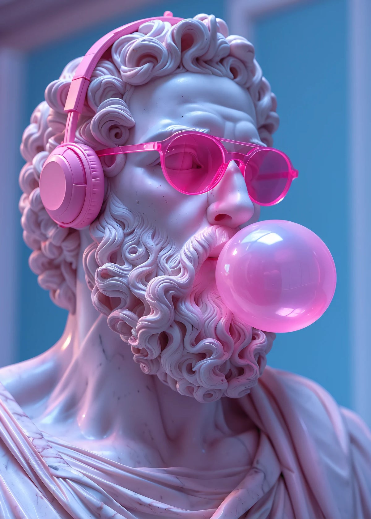 Pembe kulaklıklı klasik büst