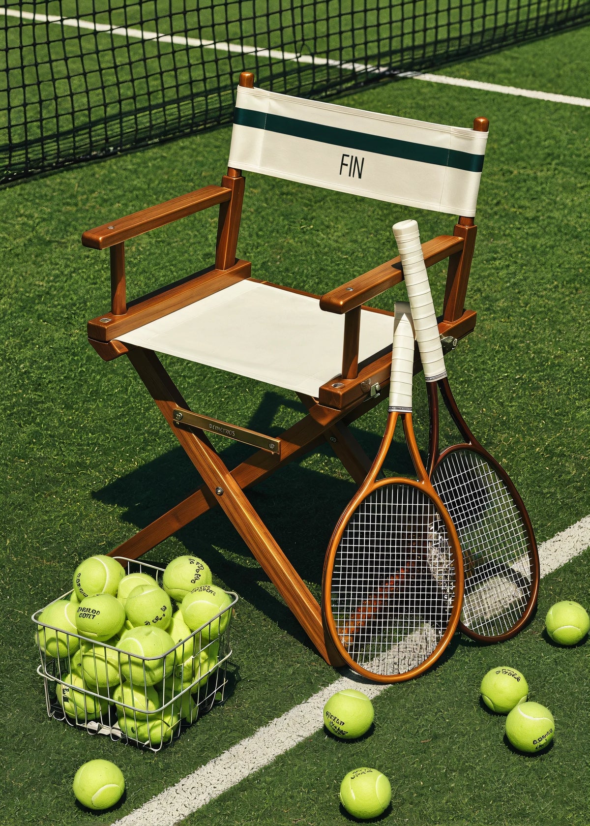 Tenis sandalyesi ve raketler