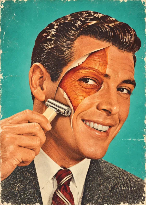 Tıraş olan retro figür